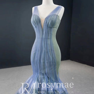 Fabulous Trumpet Red Carpet Evening Dresses with Vneck - Rosymae