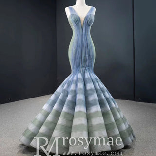 Fabulous Trumpet Red Carpet Evening Dresses with Vneck - Rosymae