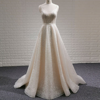 Fairy Tale Spaghetti Straps Princess Lace Wedding Dress with Pocket - Rosymae
