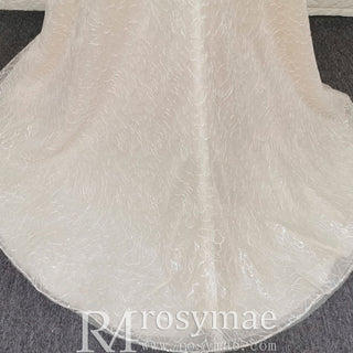 Fairy Tale Spaghetti Straps Princess Lace Wedding Dress with Pocket - Rosymae