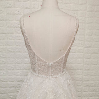 Fairy Tale Spaghetti Straps Princess Lace Wedding Dress with Pocket - Rosymae