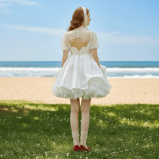 Fairytale Above the Knee Puffy Skirt Wedding Dress with Wrap - Rosymae