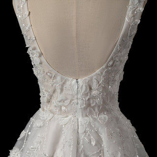 Fairytale Mini A-Line Wedding Dress with 3D Floral Flowers - Rosymae
