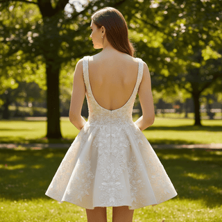 Fairytale Mini Wedding Dress with Square Neckline - Rosymae