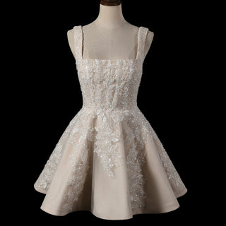 Fairytale Mini Wedding Dress with Square Neckline - Rosymae