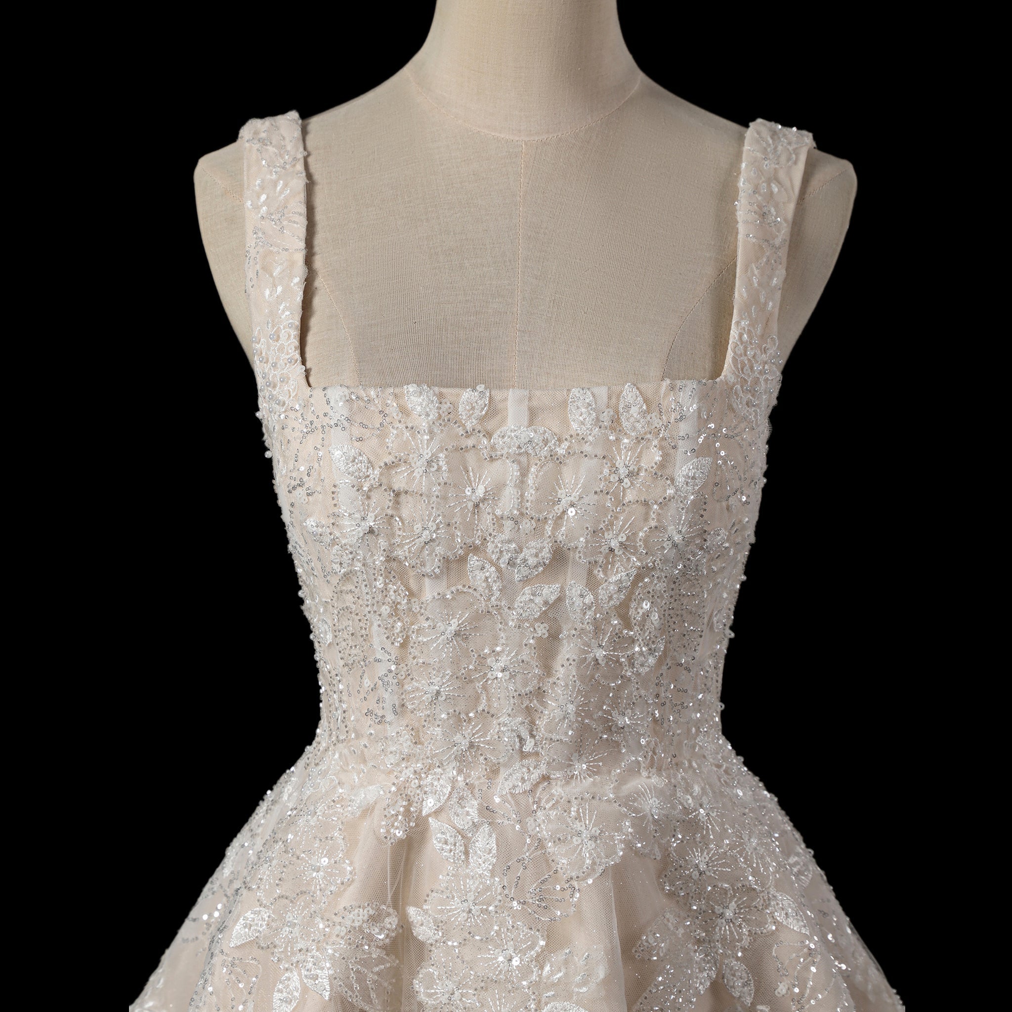 Fairytale Mini Wedding Dress with Square Neckline - Rosymae