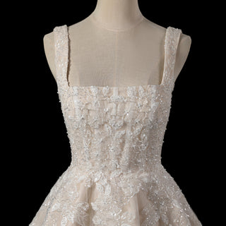 Fairytale Mini Wedding Dress with Square Neckline - Rosymae
