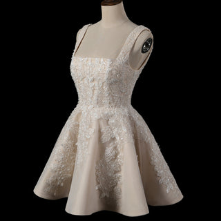 Fairytale Mini Wedding Dress with Square Neckline - Rosymae