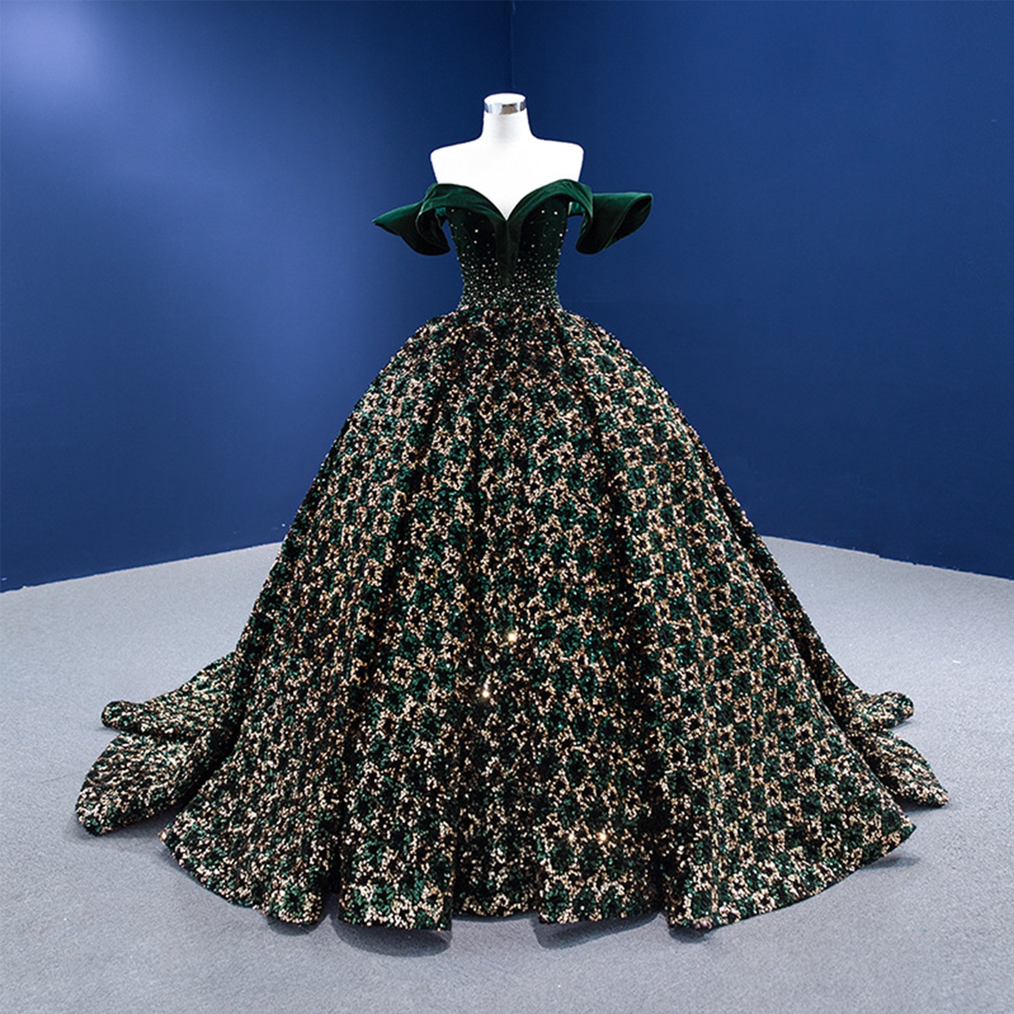 Fashion Off The Shoulder Ball Gown Sparky Sequins Quinceanera Dresses - Rosymae