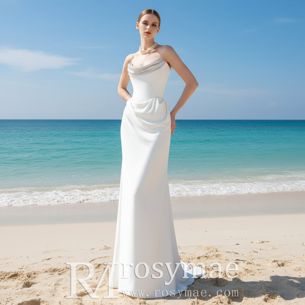 Strapless Scoop Neck Sheath Simple Wedding Dresses Rosymae Strapless Scoop Neck Sheath Simple Wedding Dresses Rosymae