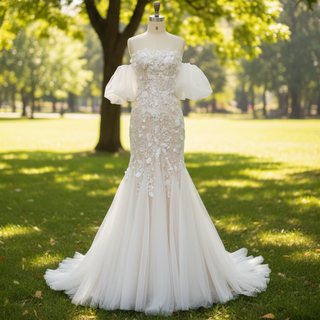 Princess Off the Shoulder Tulle Lace Wedding Dress