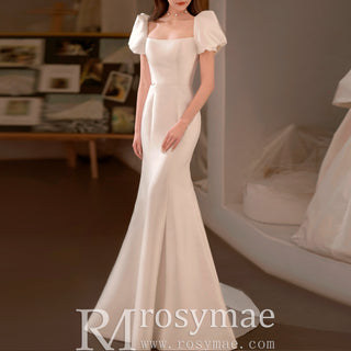 Square Neck Wedding dress With Short Sleeves