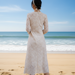 Elegant A-line Lace Long Sleeve Wedding Dress with Mid-calf Length Rosymae Elegant A-line Lace Long Sleeve Wedding Dress with Mid-calf Length Rosymae