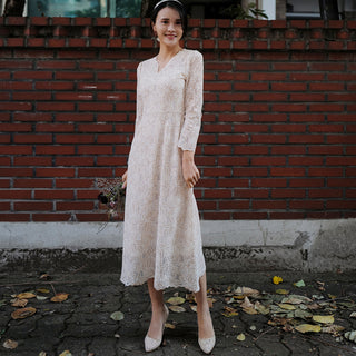 Elegant A-line Lace Long Sleeve Wedding Dress with Mid-calf Length Rosymae Elegant A-line Lace Long Sleeve Wedding Dress with Mid-calf Length Rosymae