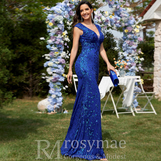 Temperament Slim Formal Evening Dress Mermaid Sequins Prom Dresses