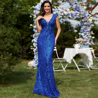 Temperament Slim Formal Evening Dress Mermaid Sequins Prom Dresses
