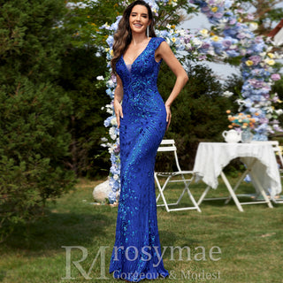 Temperament Slim Formal Evening Dress Mermaid Sequins Prom Dresses