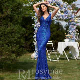 Temperament Slim Formal Evening Dress Mermaid Sequins Prom Dresses