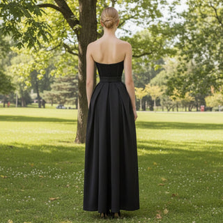 Floor Length Strapless Black Wedding Dresses Formal Gowns - Rosymae