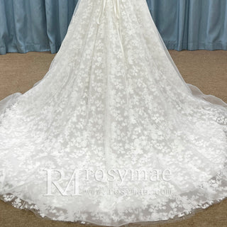 Floral Lace A-line off Shoulder Wedding Dress with Sweetheart Neck