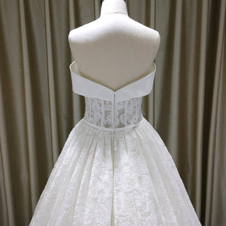 Gorgeous Off the Shoulder Ball Gown Floral Lace Wedding Dress for Elegant Bride