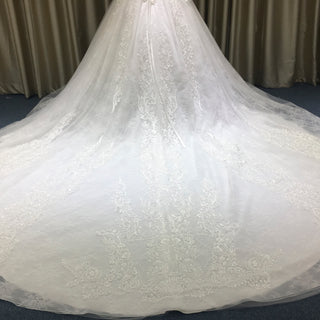 Princess Floral Lace Ball Gown Wedding Dress with Off the Shoulder