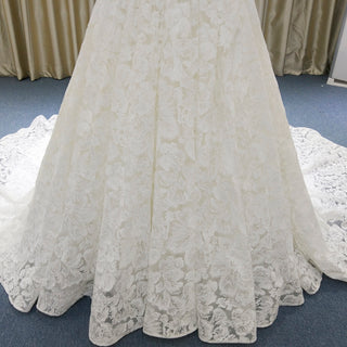 Gorgeous Off the Shoulder Ball Gown Floral Lace Wedding Dress for Elegant Bride