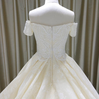 Elegant Ball Gown Champagne Wedding Dress with Off the Shoulder
