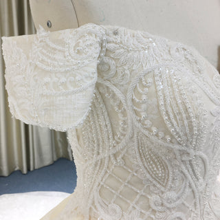 Elegant Ball Gown Champagne Wedding Dress with Off the Shoulder