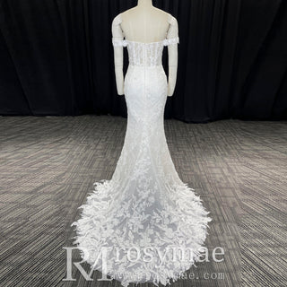 Classy Off-Shoulder Lace Mermaid Wedding Dresses for Brides