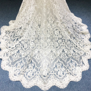 Floral Lace Mermaid-style Wedding Dress with spaghetti straps and Sweetheart Neck - Rosymae