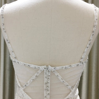 Floral Lace Mermaid-style Wedding Dress with spaghetti straps and Sweetheart Neck - Rosymae