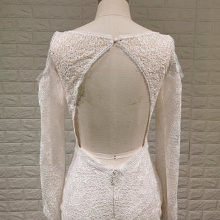 Floral Lace Mermaid Wedding Dress with Off the Shoulder Long Sleeve - Rosymae