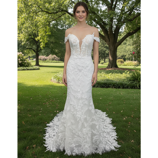 Classy Off-Shoulder Lace Mermaid Wedding Dresses for Brides