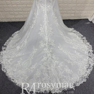 Spaghetti Straps Vintage Lace Mermaid Wedding Gowns with Vneck