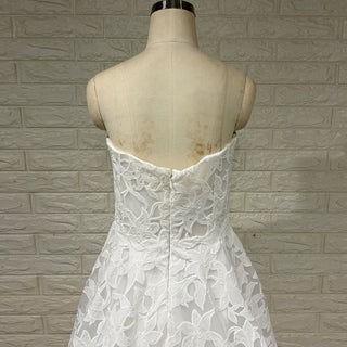 Elegant V Neck A Line Unique 3D Lace Wedding Dress with Sheer Bodice