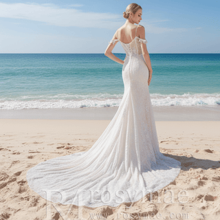 Floral Princess Mermaid Lace Wedding Gown with Bling - Rosymae