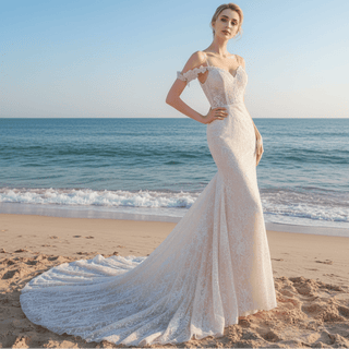Floral Princess Mermaid Lace Wedding Gown with Bling - Rosymae