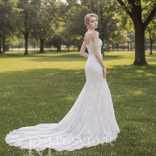 Floral Princess Mermaid Lace Wedding Gown with Bling - Rosymae