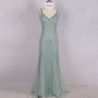 Glamorous Light Green Sparkly Mermaid Evening Dress - Rosymae