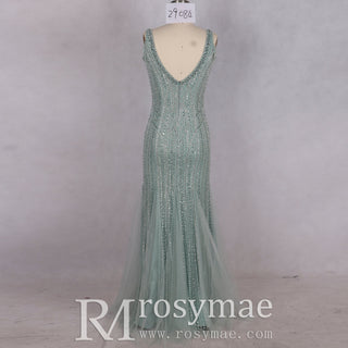 Glamorous Light Green Sparkly Mermaid Evening Dress - Rosymae