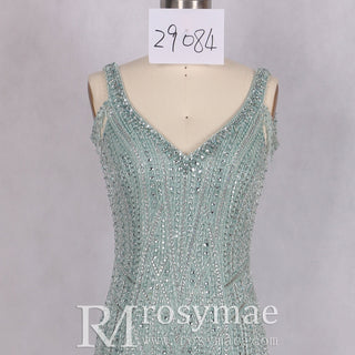 Glamorous Light Green Sparkly Mermaid Evening Dress - Rosymae