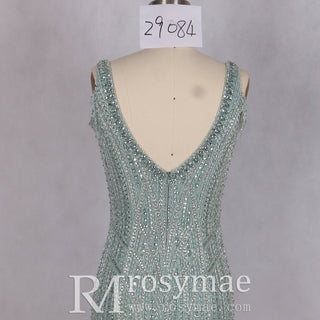 Glamorous Light Green Sparkly Mermaid Evening Dress - Rosymae