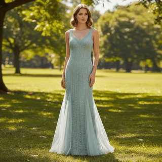 Glamorous Light Green Sparkly Mermaid Evening Dress - Rosymae
