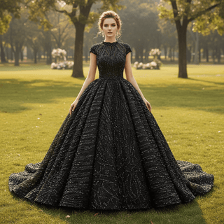 Glamorous Sheer High Neck Formal Prom Dress with Cap Sleeve - Rosymae