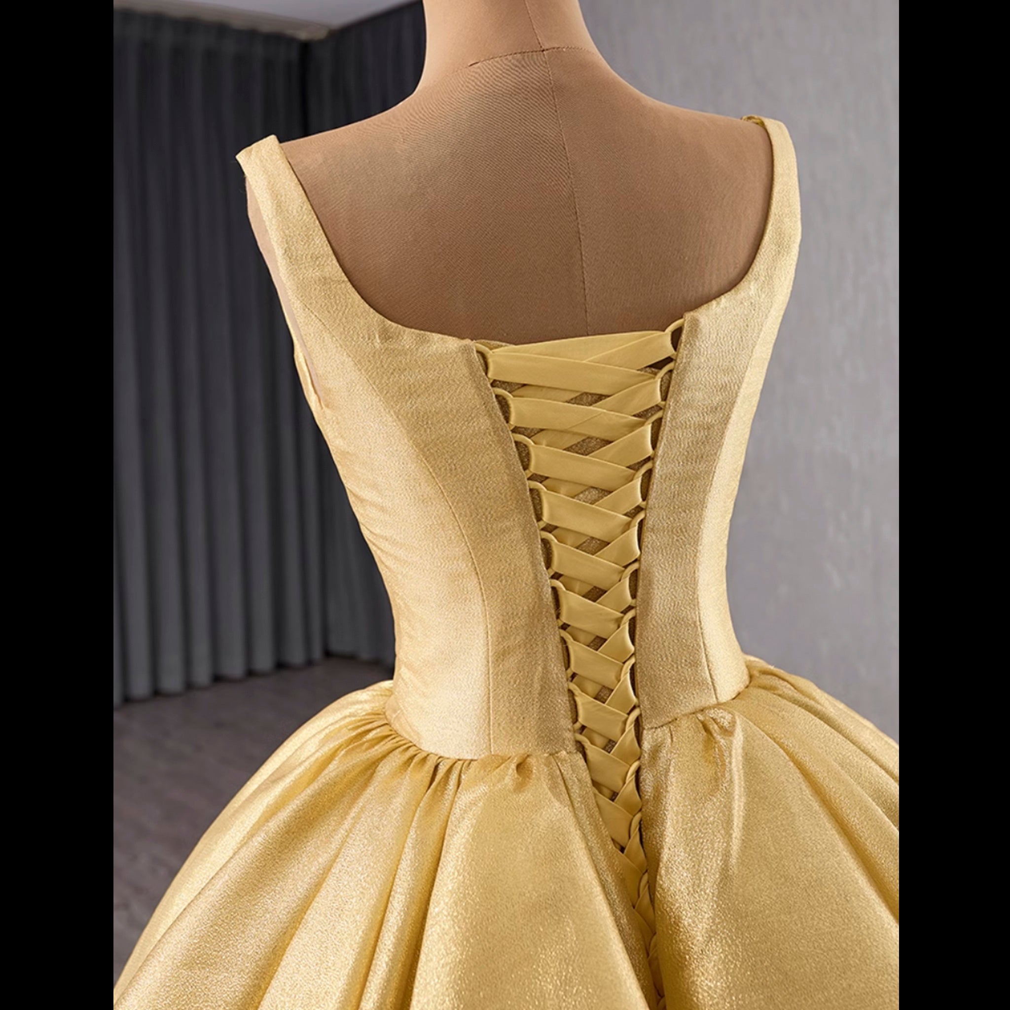 Ruffle A-line V-neck Empire Waist Gold Wedding Dress with Tank Top Custom Colors / 30W Ruffle A-line V-neck Empire Waist Gold Wedding Dress with Tank Top Custom Colors / 30W