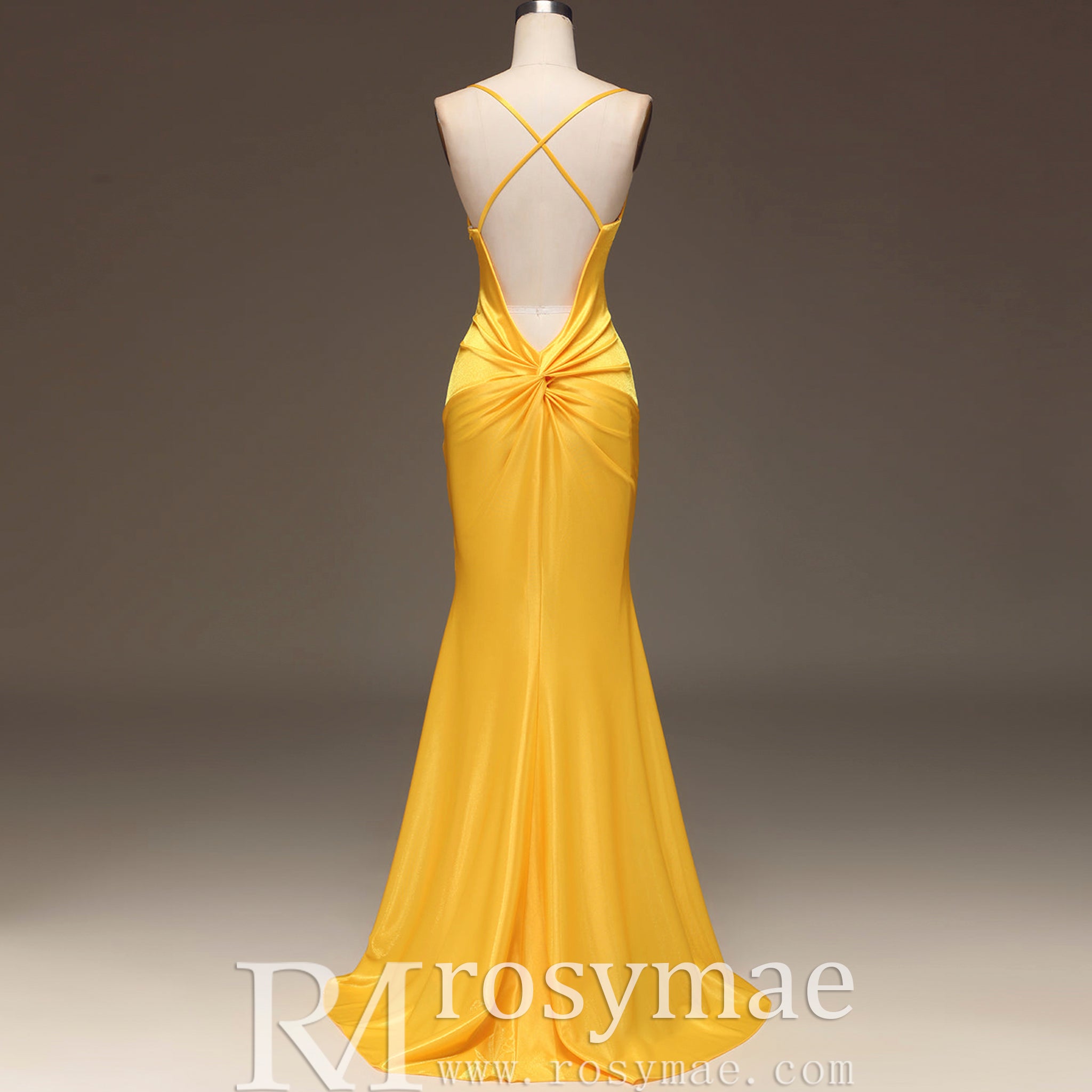 Sleek Mermaid Satin Bridesmaid Dress Prom Gown with Spaghetti Straps Rosymae Sleek Mermaid Satin Bridesmaid Dress Prom Gown with Spaghetti Straps Rosymae