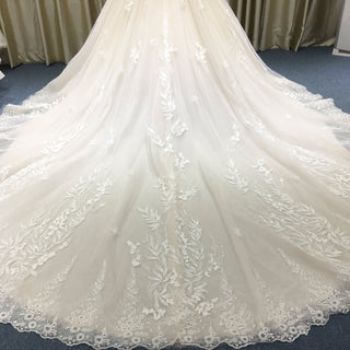 Gorgeous Ball Gown Light Champagne Wedding Dress with Off the Shoulder - Rosymae