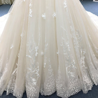 Gorgeous Ball Gown Light Champagne Wedding Dress with Off the Shoulder - Rosymae