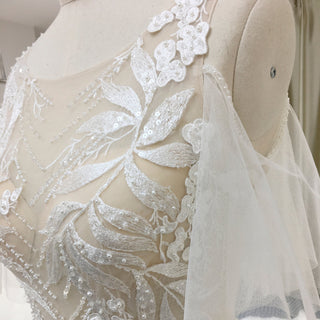 Gorgeous Ball Gown Light Champagne Wedding Dress with Off the Shoulder - Rosymae